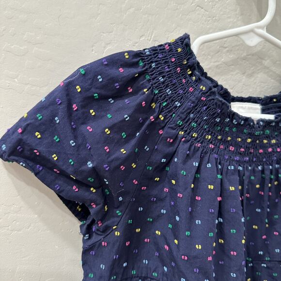 Hanna Andersson Navy Blue Rainbow Polka Dot Short Sleeve Shirt - Picture 3 of 6